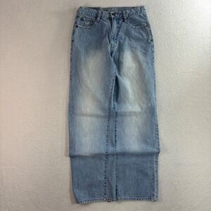 Y2K Avirex Jeans Mens 29x30 Blue Baggy Faded Loose Relaxed Hip Hop Embroidered